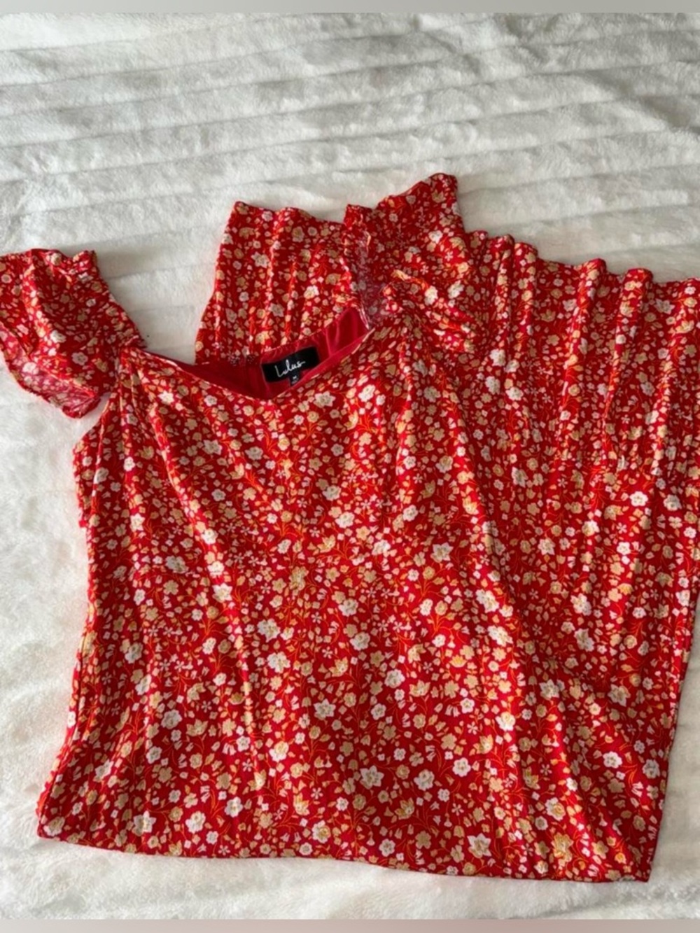 Lulu's Red & Orange Floral Dress